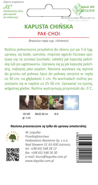 Kapusta chińska Pak Choi - zielona 1.00g