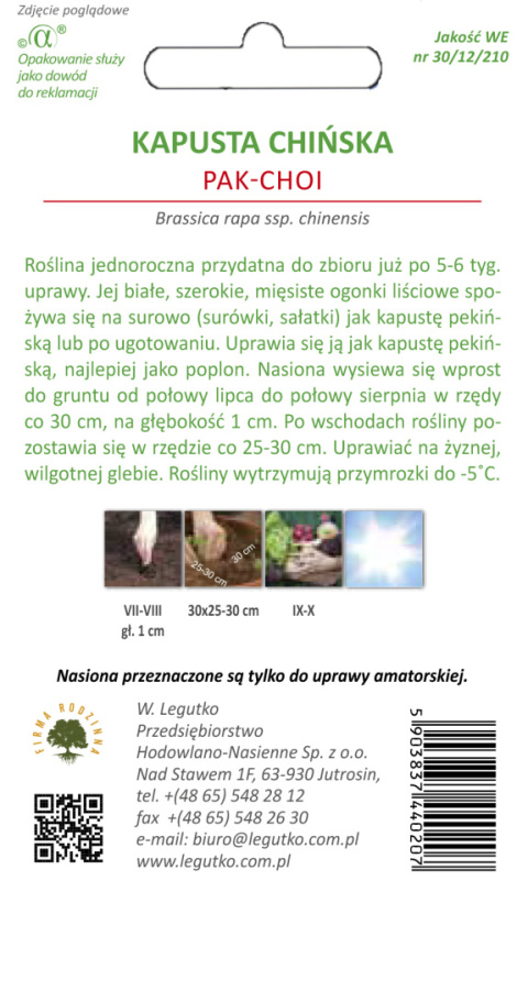 Kapusta chińska Pak Choi - zielona 1.00g