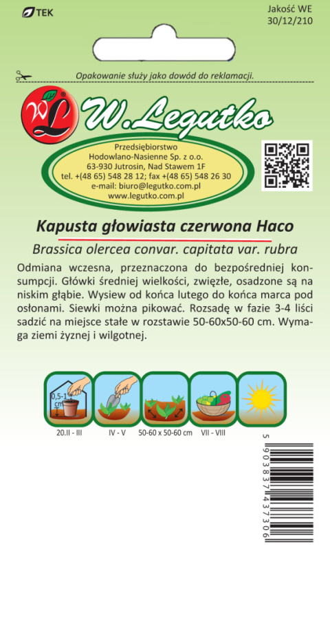 Kapusta głowiasta czerwona Haco - wczesna 2.00G