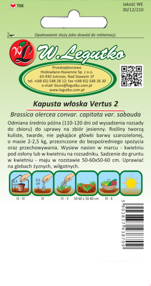 Kapusta włoska Vertus 2 - śr. późna 2.00G