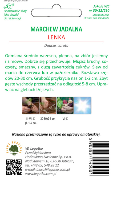 Marchew jadalna Lenka - śr. Wczesna 5.00g