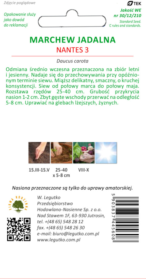 Marchew jadalna Nantes 3 (Nantejska) - śr. wczesna 4.00+1.00g