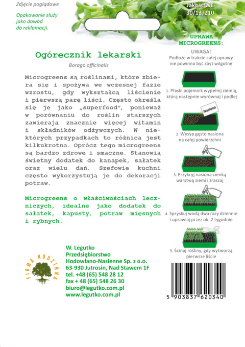 Microgreens - Ogórecznik lekarski 20.00 g