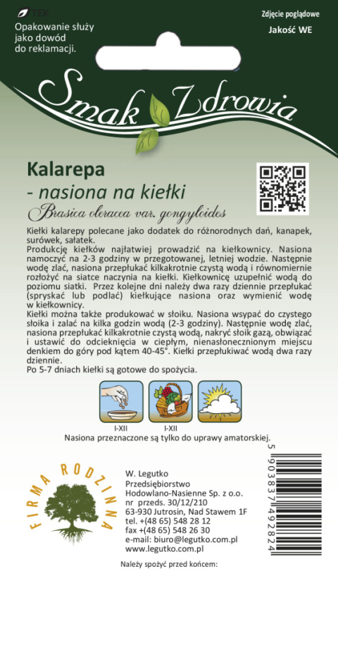 Nasiona na kiełki - kalarepa 10.00 g