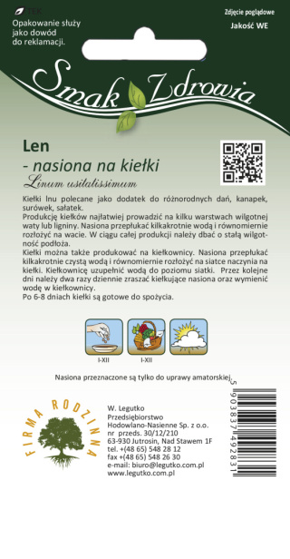 Nasiona na kiełki - len 10.00 g