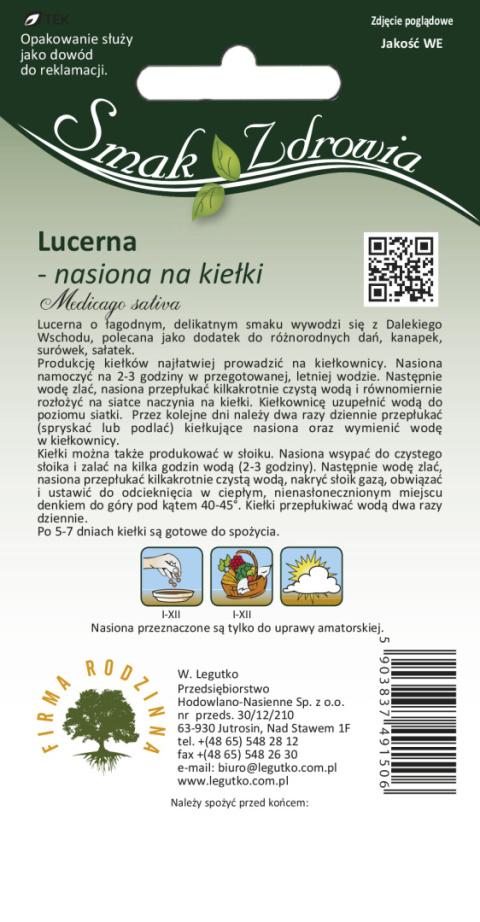 Nasiona na kiełki - lucerna 20.00 g