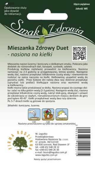 Nasiona na kiełki - mieszanka Zdrowy Duet 20.00 g