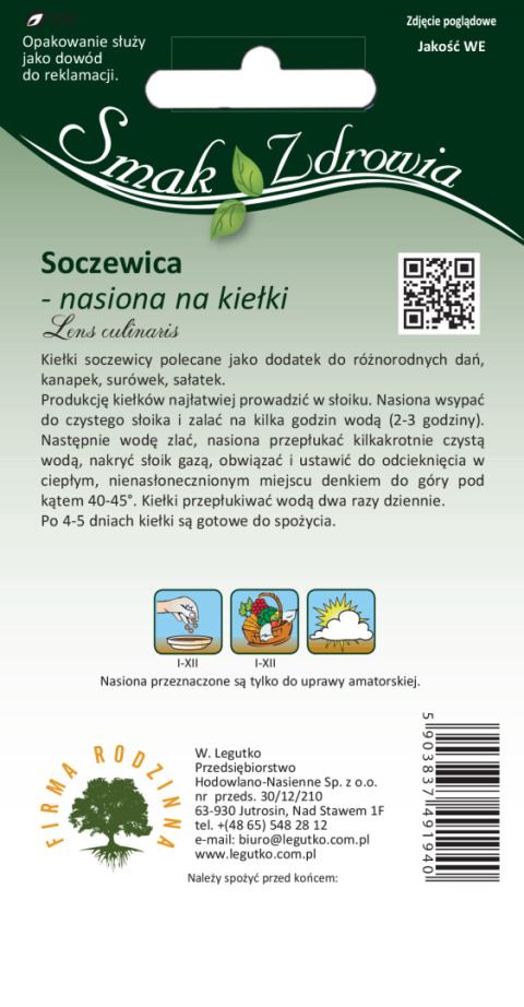 Nasiona na kiełki - soczewica 30.00 g