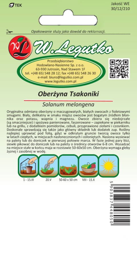 Oberżyna Tsakoniki - białe owoce z fioletowymi smugami 0.50G