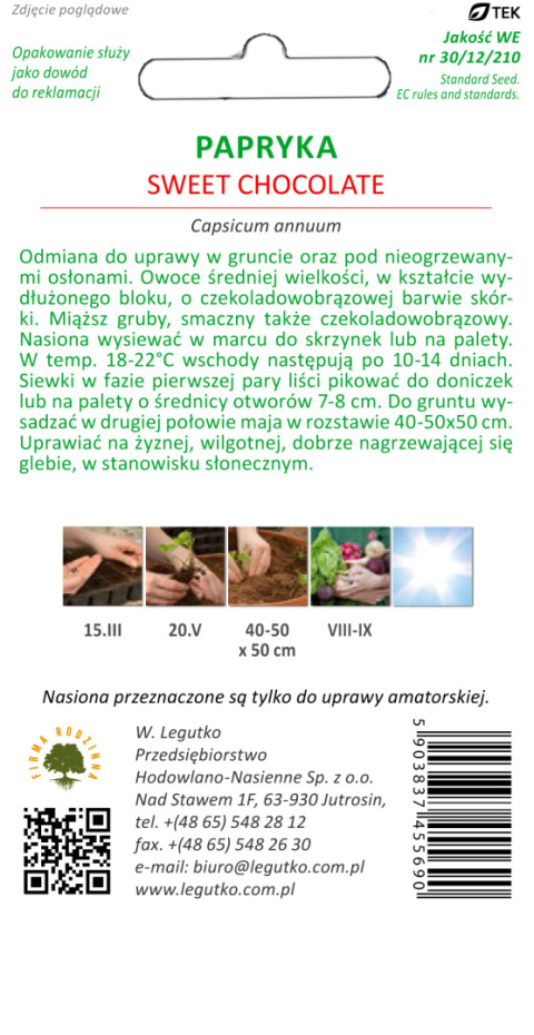 Papryka słodka Sweet Chocolate -czekoladowobrązowa, typu blok 0.50g