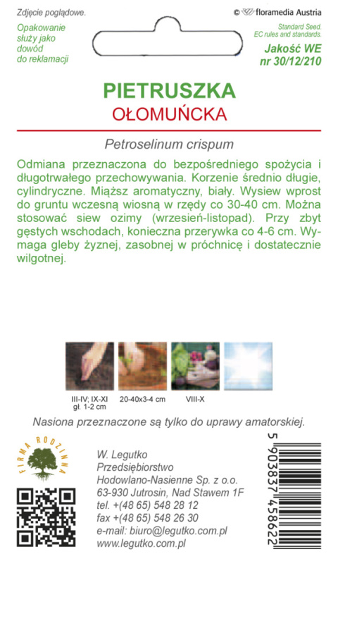 Pietruszka korzeniowa Ołomuńcka - późna, długa 5.00G