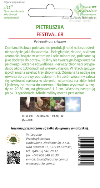 Pietruszka naciowa Festival 68 - liście gładkie 5.00G