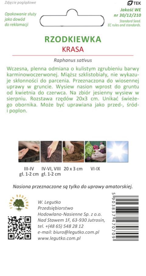 Rzodkiewka Krakowianka - okragła, czerwono-biała 5.00g