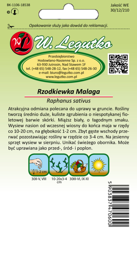 Rzodkiewka Malaga - okrągła, fioletowa 5.00g