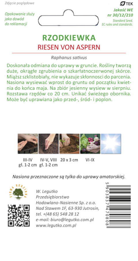 Rzodkiewka Riesen von Aspern - okrągła, czerwona 5.00g