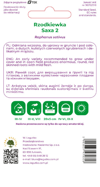 Rzodkiewka Saxa 2 - okrągła, czerwona 5.00+2.50G