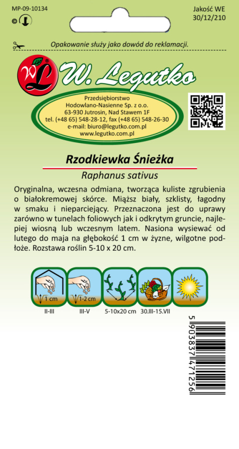 Rzodkiewka Śnieżka - okrągła, biała 5.00g