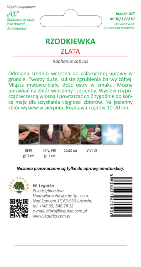 Rzodkiewka Zlata - okrągła, żółta 5.00g