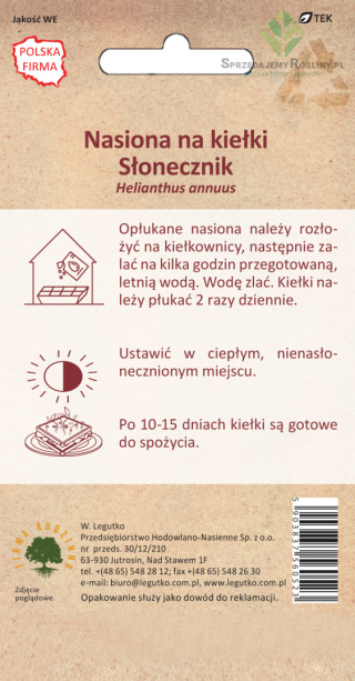 BIO - Nasiona na kiełki - słonecznik