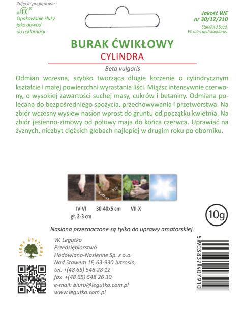 Burak ćwikłowy Cylindra - cylindryczny 10.00+5.00g