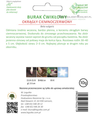 Burak ćwikłowy Okrągły Ciemnoczerwony - okrągły 10.00g