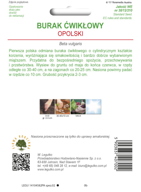 Burak ćwikłowy Opolski - cylindryczny 20.00g