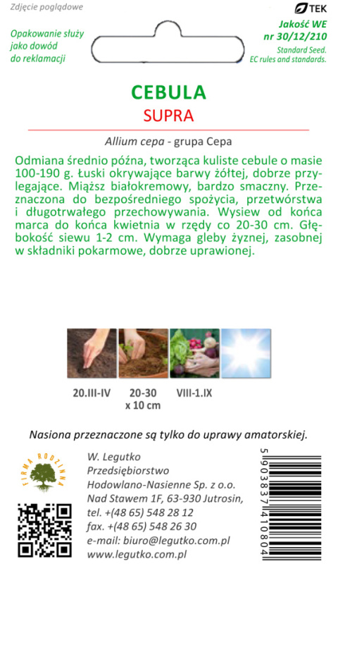 Cebula Supra - łuska słomkowożółta, śr. późna 1.00g