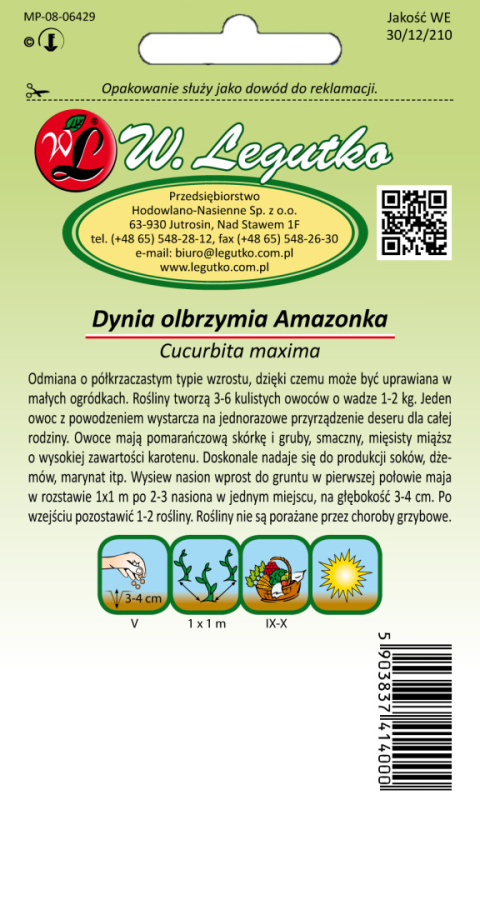 Dynia olbrzymia Amazonka - pomarańczowa 3.00g