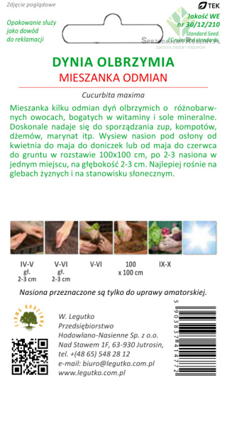 Dynia olbrzymia mieszanka odmian 3.00g