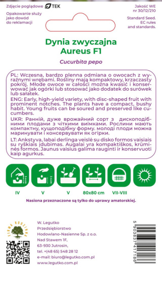 Dynia zwyczajna Aureus F1 żółte 2.00g