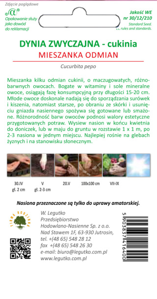 Dynia zwyczajna - cukinia mieszanka odmian 2.00g