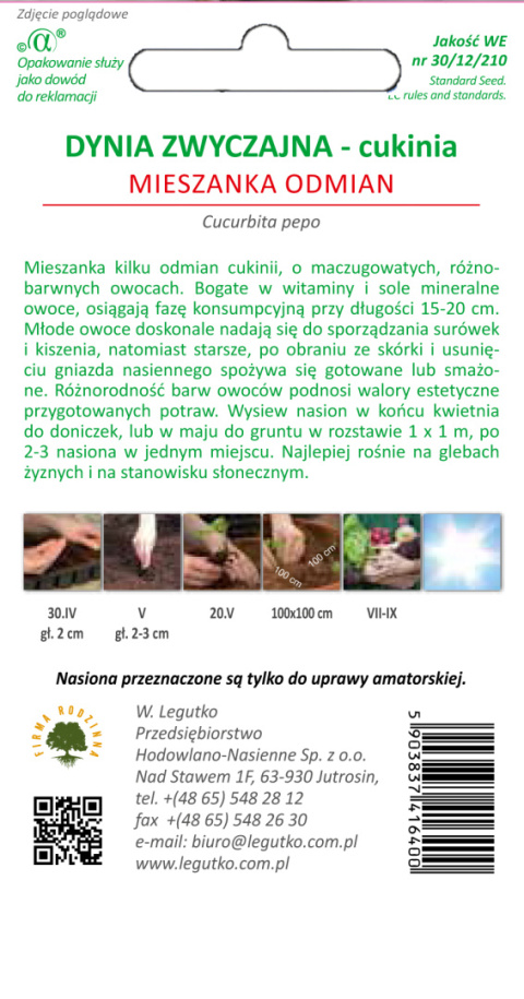 Dynia zwyczajna - cukinia mieszanka odmian 2.00g