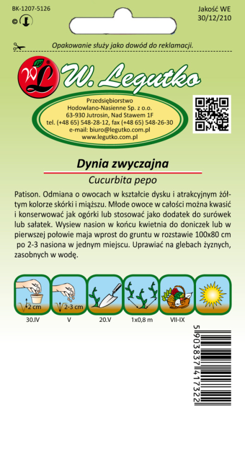 Dynia zwyczajna - patison Orange - pomarańczowy 1.00g