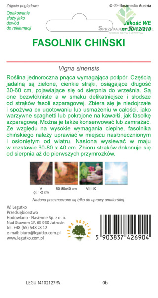 Fasolnik chiński - długie strąki 5.00g